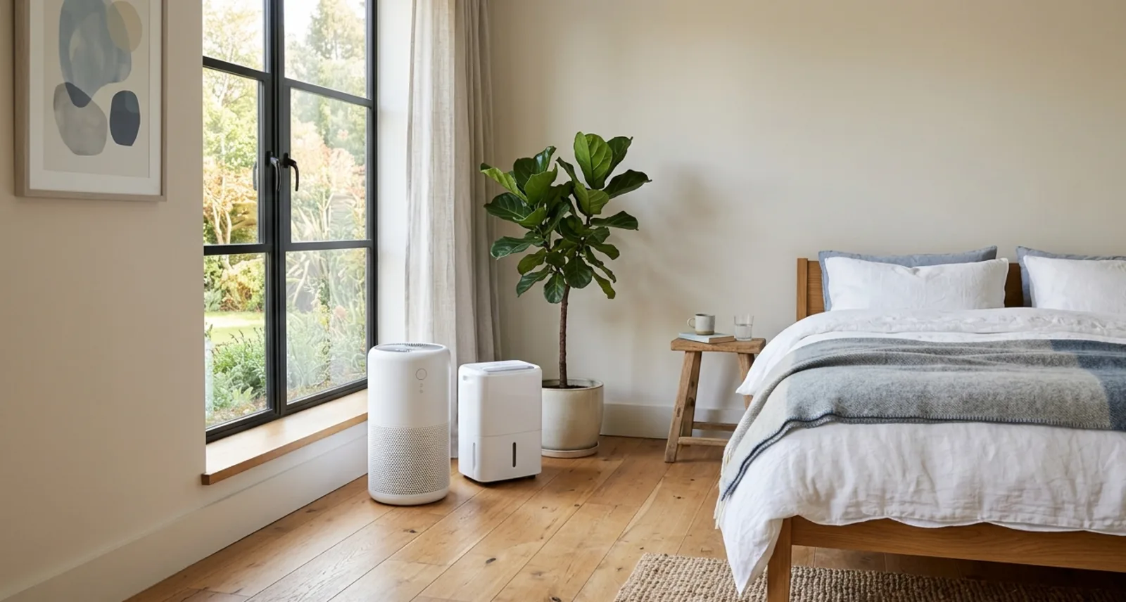 Purificateur d'air et déshumidificateur dans une chambre lumineuse et saine